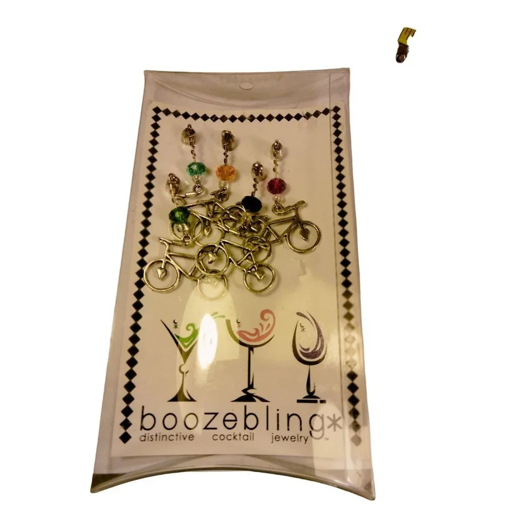 Boozebling Cocktail Jewelry Bicycles Crystal Glsss Magnets Happy Hour Party USA